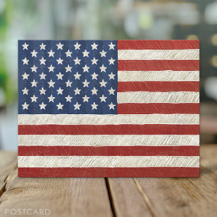 Artistic American Flag - Hand Sketched Art Postcard