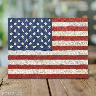 Artistic American Flag - Hand Sketched Art Postcard