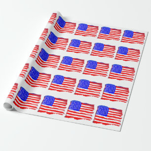Artistic American Flag Wrapping Paper
