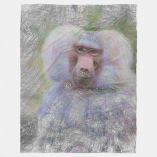 artistic animal baboon fleece blanket