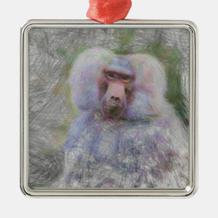 artistic animal baboon metal ornament