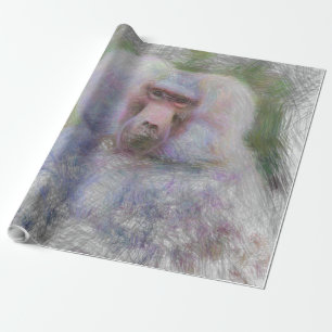 artistic animal baboon wrapping paper