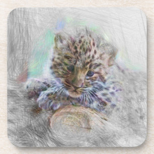 artistic animal baby leopard coaster