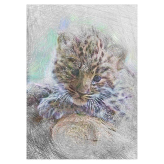 artistic animal baby leopard tablecloth (Front)
