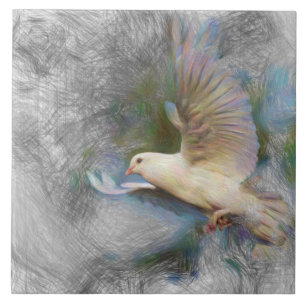 artistic animal dove ceramic tile