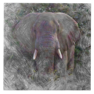 Artistic Animal Elephant Ceramic Tile