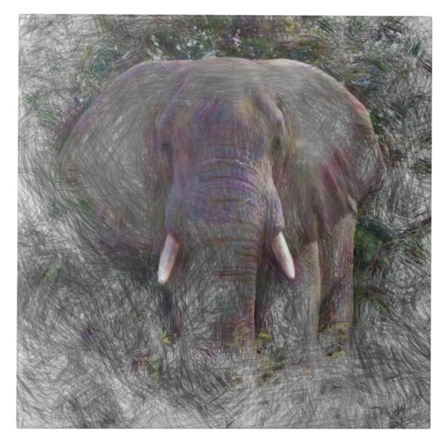 Artistic Animal Elephant Ceramic Tile (Front)