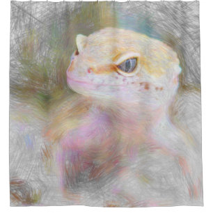 artistic animal gekko shower curtain
