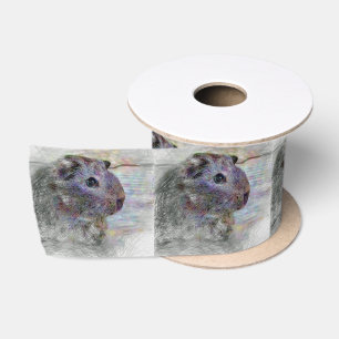 Artistic Animal Guinea Pig Satin Ribbon