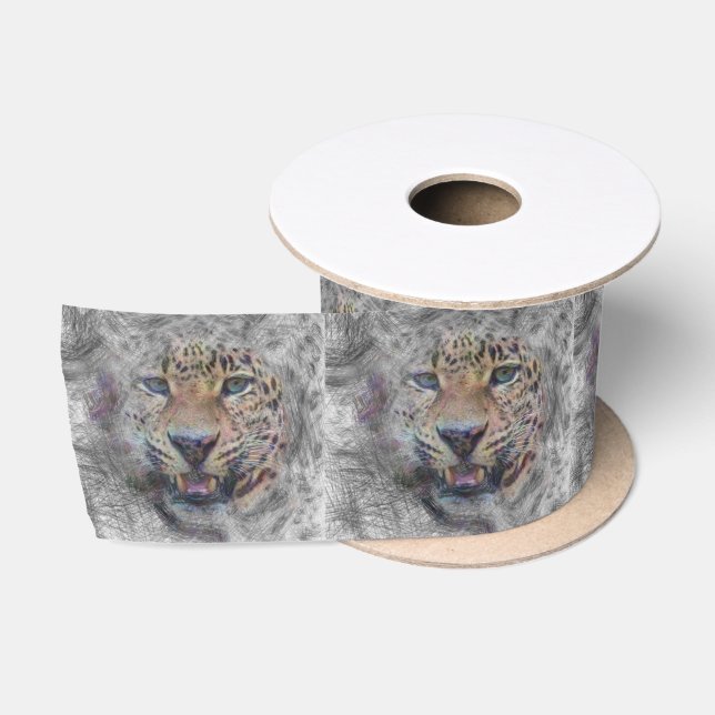 artistic animal leopard satin ribbon (Spool)