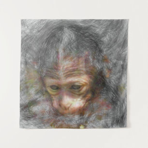 artistic animal monkey baby tapestry