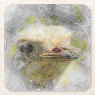 artistic animal ostrich square paper coaster
