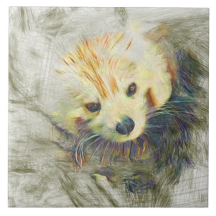 Artistic Animal Red Panda Ceramic Tile