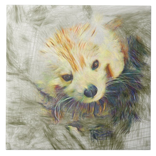 Artistic Animal Red Panda Ceramic Tile (Front)