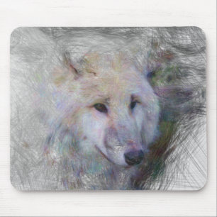 artistic animal wolf mouse pad