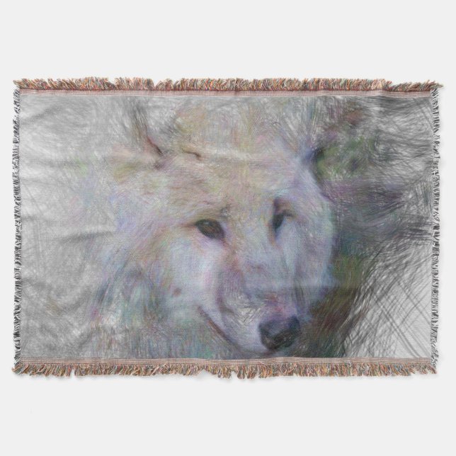 artistic animal wolf throw blanket (Front)