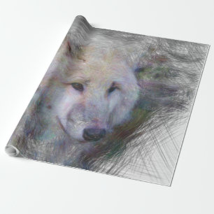 artistic animal wolf wrapping paper