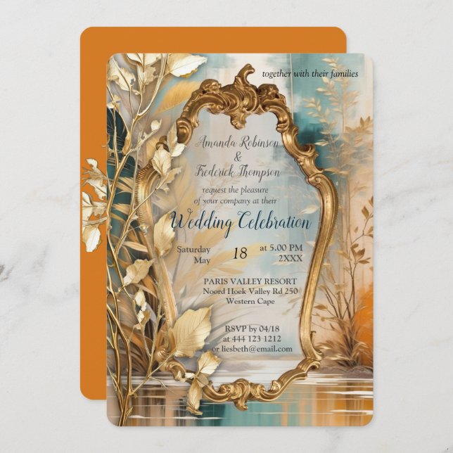 Artistic Asian Oriental Waves & Sceneries Invitation (Front/Back)