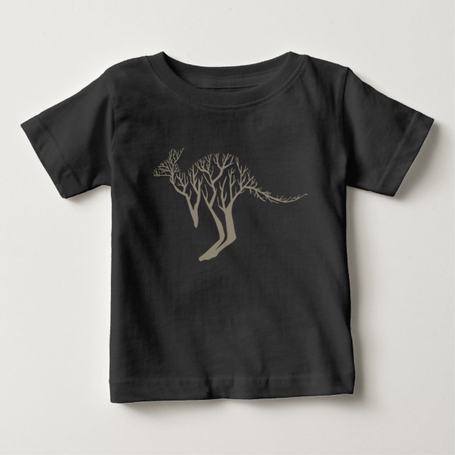 Artistic Australian Outback Kangaroo Tree Nature Baby T-Shirt (Front)