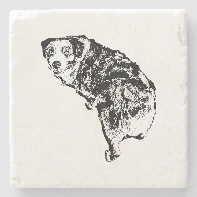 Artistic Australian Shepherd Dog Coaster (Front)