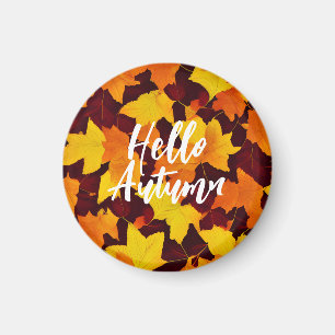 Artistic Autumn Leaves Pattern Magnet