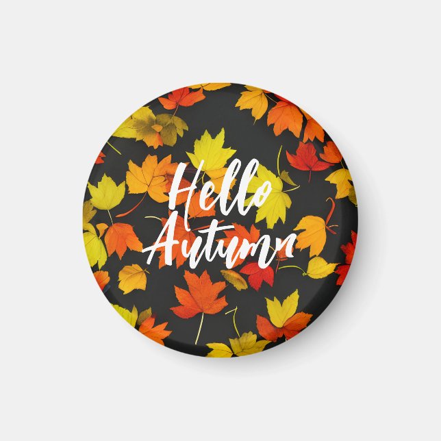 Artistic Autumn Leaves Pattern Magnet (Front)