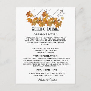 Artistic Autumn Leaves Wedding  Enclosure Card