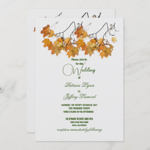 Artistic Autumn Leaves Wedding Invitations
