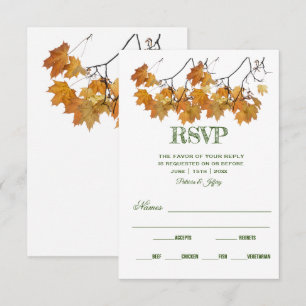 Artistic Autumn Leaves Wedding RSVP Card