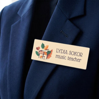 Artistic Autumn Piano Custom  Name Tag
