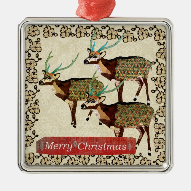 Artistic  Axis Deer Merry Christmas Ornament (Front)