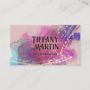 Artistic Background   Watercolor Gold Spatter Business Card
