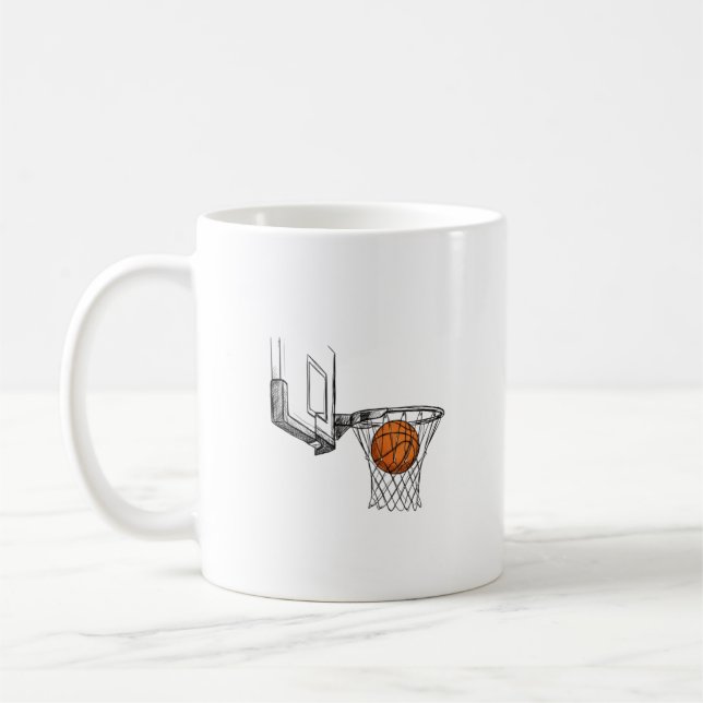 Artistic basketball ceramic mug, ideal sports gift coffee mug (Left)