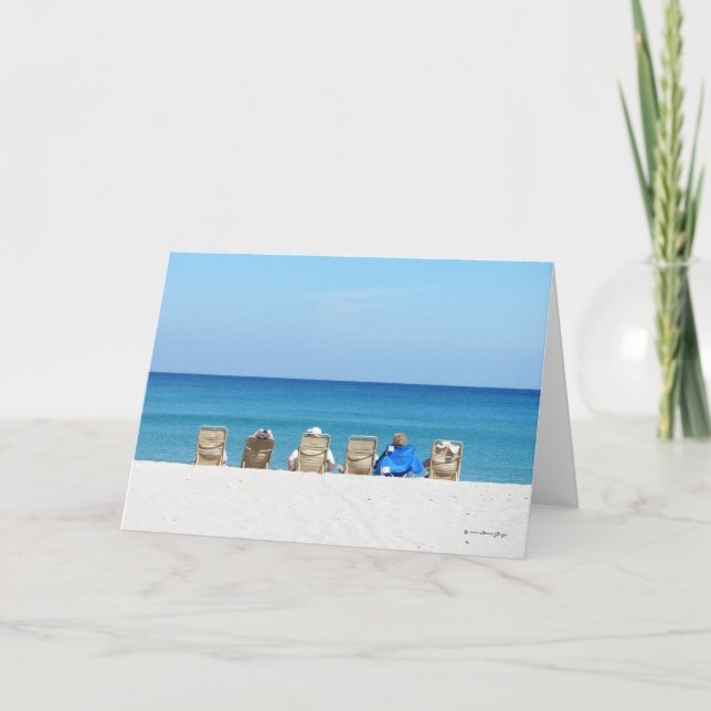 Artistic Beach Scene, Family Relaxing, Blank Card (Front)