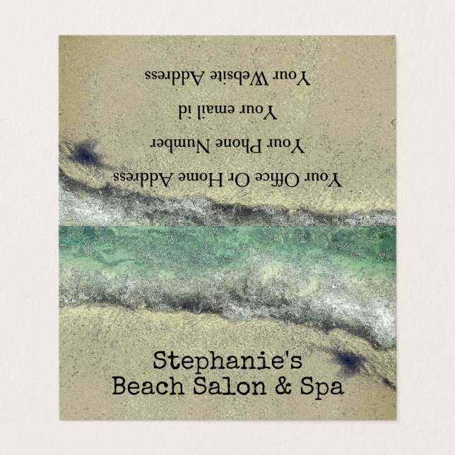Artistic Beach Waves Ocean Coastal Salon Spa Business Card (Outside Unfolded)