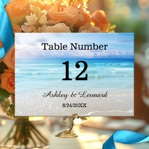 Artistic Beach Wedding Table Number Card