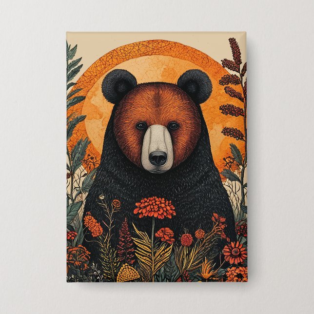 Artistic Bear Among Vibrant Botanical Flowers (Front)