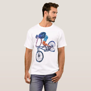 Artistic Bear on Bicycle Graphic T-Shirt - Fun 