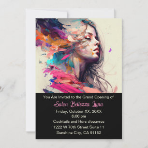 "Artistic Beauty: Grand Opening Salon Invitation
