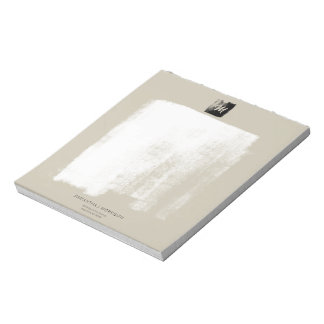 Artistic Beige Formal Monogram Name Unique Elegant Notepad