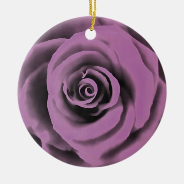 Artistic Big Dark Lavender Rose Ceramic Ornament (Front)
