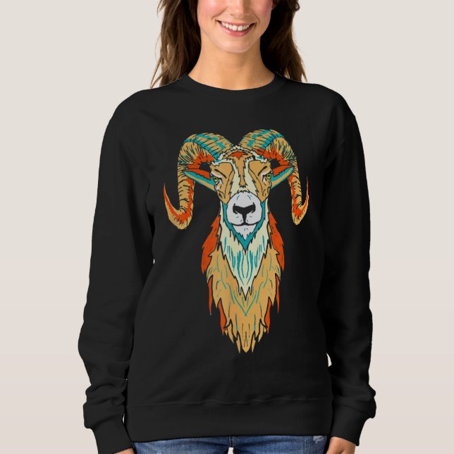 Artistic Big Horn Sheep Ram Head 80s Vibe Sketch G Sweatshirt (Front)