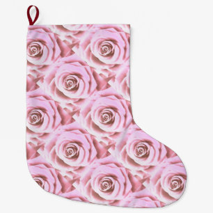 Artistic Big Pale Pink Rose Large Christmas Stocking