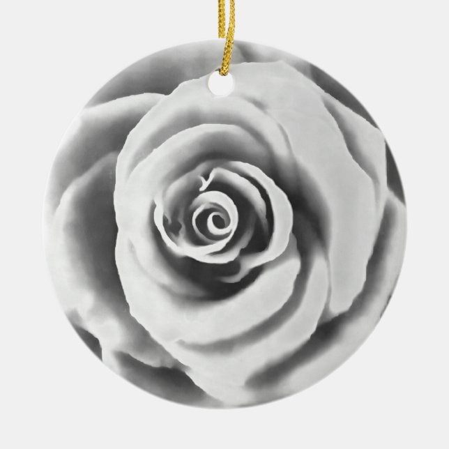 Artistic Big White Rose Ceramic Ornament (Front)