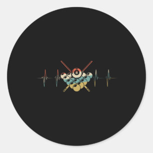 Artistic Billiards Heartbeat Retro Ecg Ekg Classic Round Sticker
