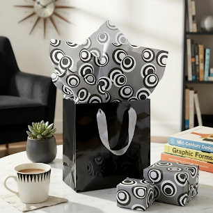 Artistic Black And White Circles Dots Pattern Tissue Paper