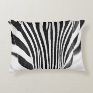 Artistic black and white closeup portrait of a zeb decorative cushion