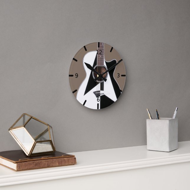 Artistic Black and White Dean Guitar Round Clock (Office)