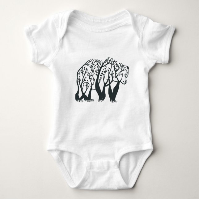 Artistic Black Bear Tree Art Nature Wilderness Baby Bodysuit (Front)