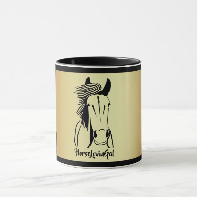 Artistic Black/Gold Horse Lovin' Gal Mug (Center)